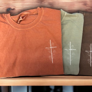 Christian Faith Cross floral embroidered tee shirt Comfort Colors Shirt