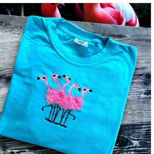 Flamingo TShirt fringe embroidered shirt Comfort Colors Tee Shirt