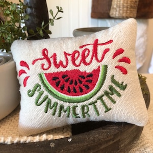Tiered tray pillow Watermelon kitchen decor farmhouse inspired embroidery