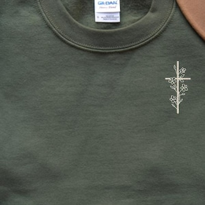 Christian Cross Faith womens shirt crewneck embroidered sweatshirts