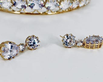 Queen Maxima Dutch Diamond Bandeaux Tiara Earrings Replica