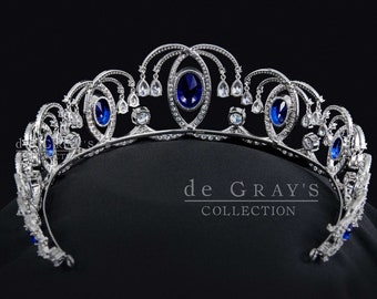 Romanov Sapphire Wave Tiara, Royal Blue Art Nouveau Kokoshnik