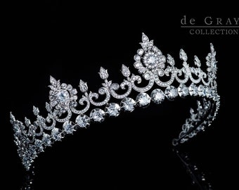 Anglesley Tiara – Silver Swarovski Crystal Bridal Headpiece, Historic Replica