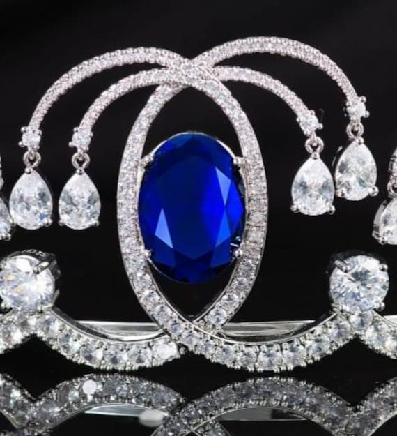 Romanov Sapphire Wave Tiara Replica, Royal Art Nouveau Blue