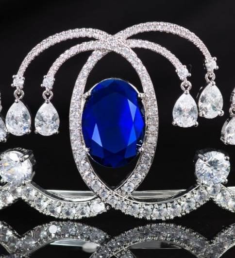 Romanov Sapphire Wave Tiara Replica, Royal Art Nouveau Blue