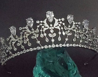 Bourbon Parma Tiara – Swarovski Crystal Bridal Headpiece, Royal Replica Diadem