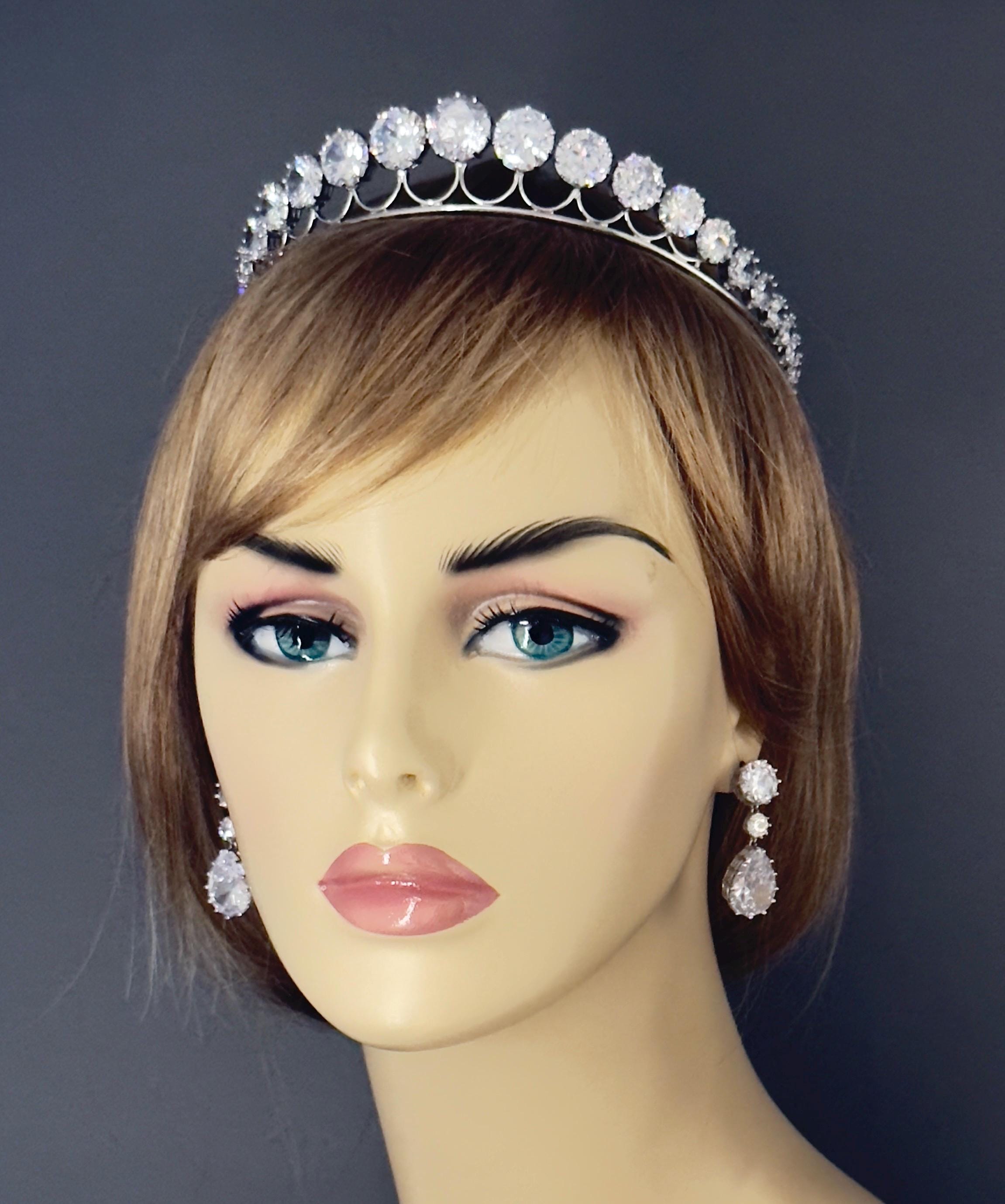 Queen Maxima Dutch Diamond Bandeaux Tiara & Earrings Replica