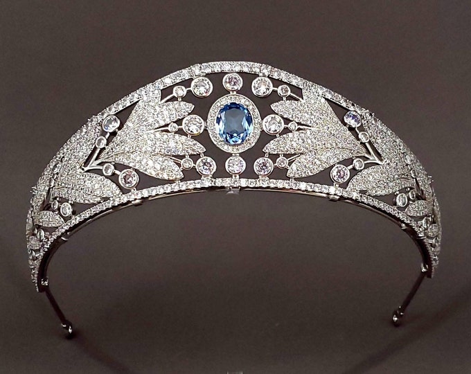 Royal Wedding Tiara Replica,lab Aquamarine Kokoshnik , Something Blue