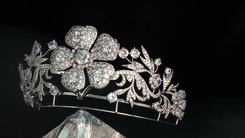Spanish Floral Diamond Tiara Royal Tiara Replica Crystal Etsy