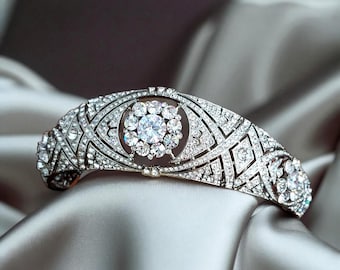 Meghan Markle’s Wedding Crown, Queen Mary’s Diamond Bandeau Tiara Royal  Wedding Crown Swarovski Crystal Headpiece, Royal Tiara Replica,