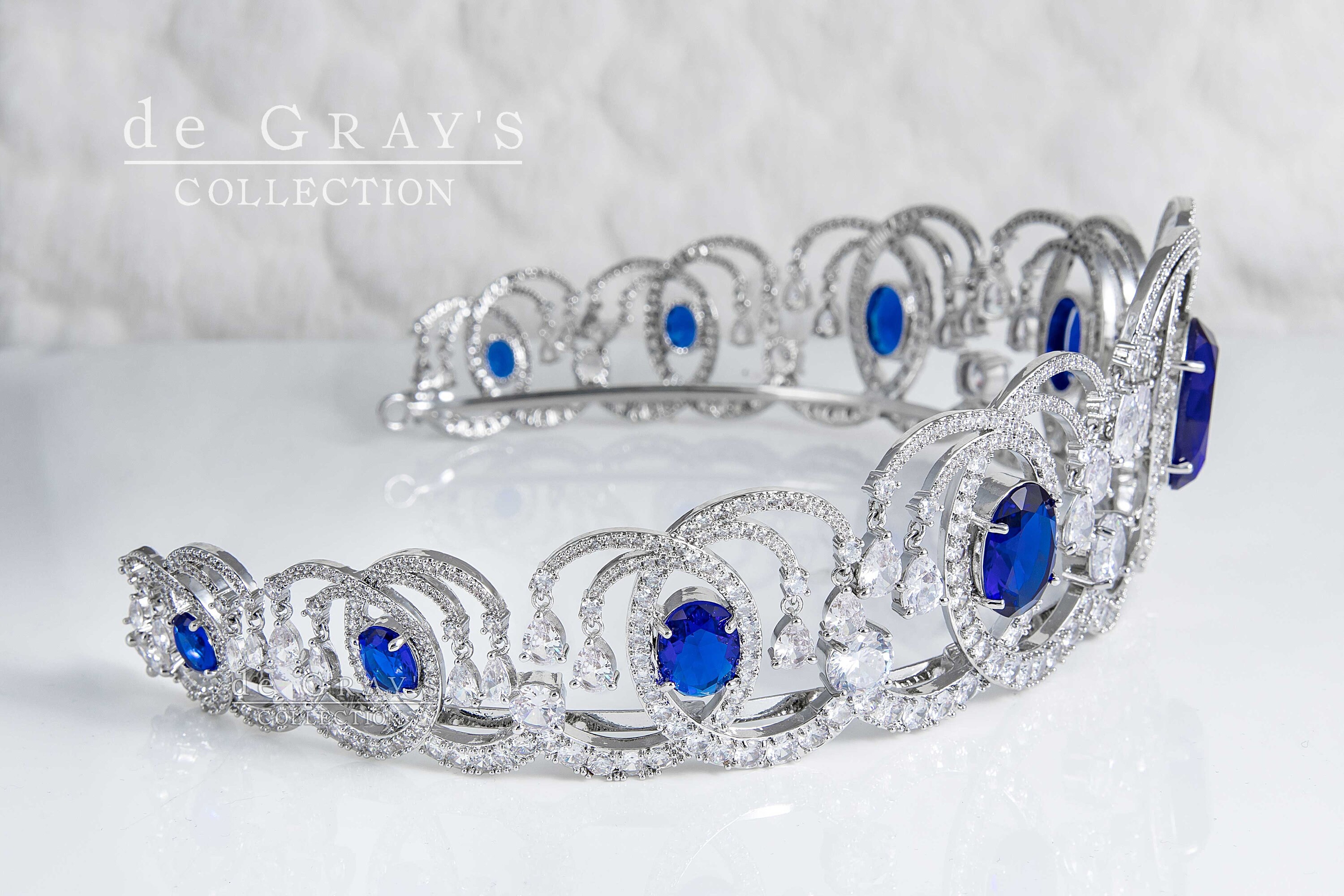 Romanov Sapphire Wave Tiara Replica, Royal Art Nouveau Blue