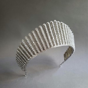 Replica Kokoshnik-tiara van koningin Alexandra op volledige grootte - Edwardiaans geïnspireerde zilveren CZ-kroon, diadeem koningin Elizabeth II, Anatasia-kroon