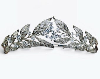 Brabant Laurel Wreath Tiara – Royal Replica Crystal Silver Leaf Bridal Headpiece