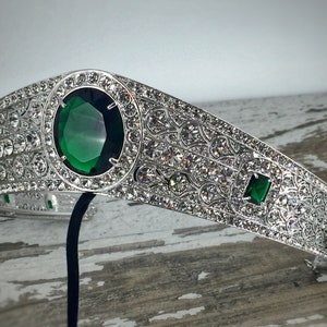 Prinzessin Eugenie Swarovski Crystal & Smaragdgrüne Zirkonia Tiara, Prinzessin Eugenie Crown, königliche Hochzeits-Tiara, smaragdgrüne Tiara