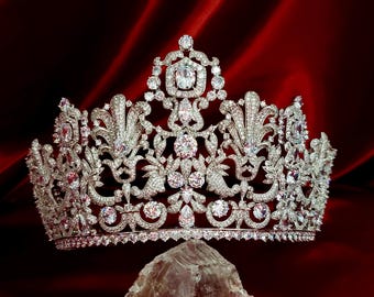 Luxury Diamante Luxembourg Empire Tiara Replica, Bridal Crown