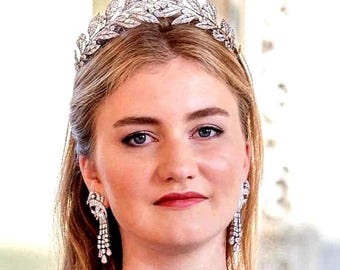 Brabant Laurel Wreath Tiara – Royal Replica Bridal Wedding Crown, Silver Leaves Swarovski Crystals