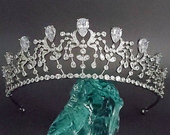 Elegant Bourbon Parma Bridal Tiara – French Royal Replica / The Princess Diaries Tiara Swarovski Crown Wedding Headpiece Bridal Diadem