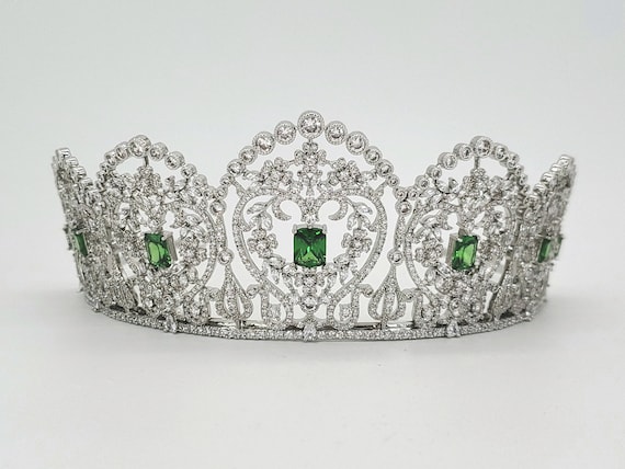 Royal Wedding Tiara Crown - Emerald Green & Diamond Belle 