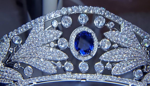 Nassau Sapphire Tiara Replica – Royal Wedding Crown of Luxembourg – Blue  Sapphire Diadem – Something Blue Bridal Crown Primary color: Blue Sapphire