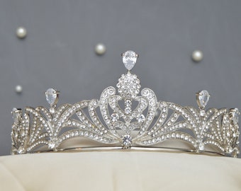 Art Deco Bridal Tiara Princess Crown Headpiece Art Deco Wedding Tiara Cubic Zirconia Bridal Tiara | EDEN  main image 3