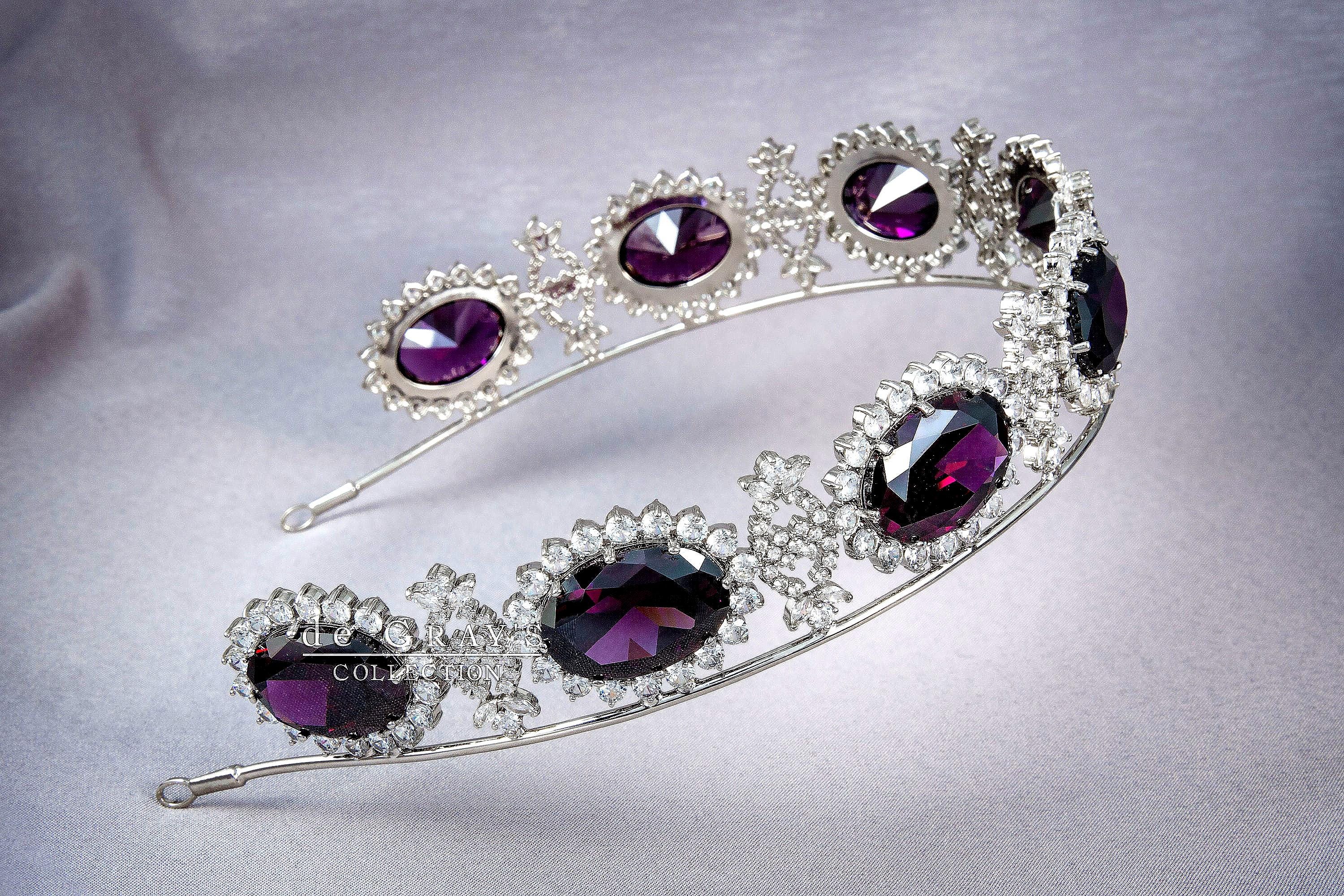 Royal Swedish Amethyst Parure Tiara and Earrings, Royal Tiara