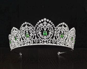 Emerald Green CZ Tiara – Belle Epoque Royal Wedding Replica