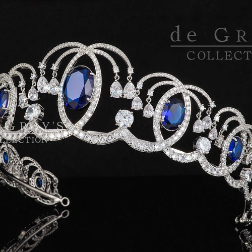 Romanov Sapphire Wave Tiara Replica, Royal Art Nouveau Blue