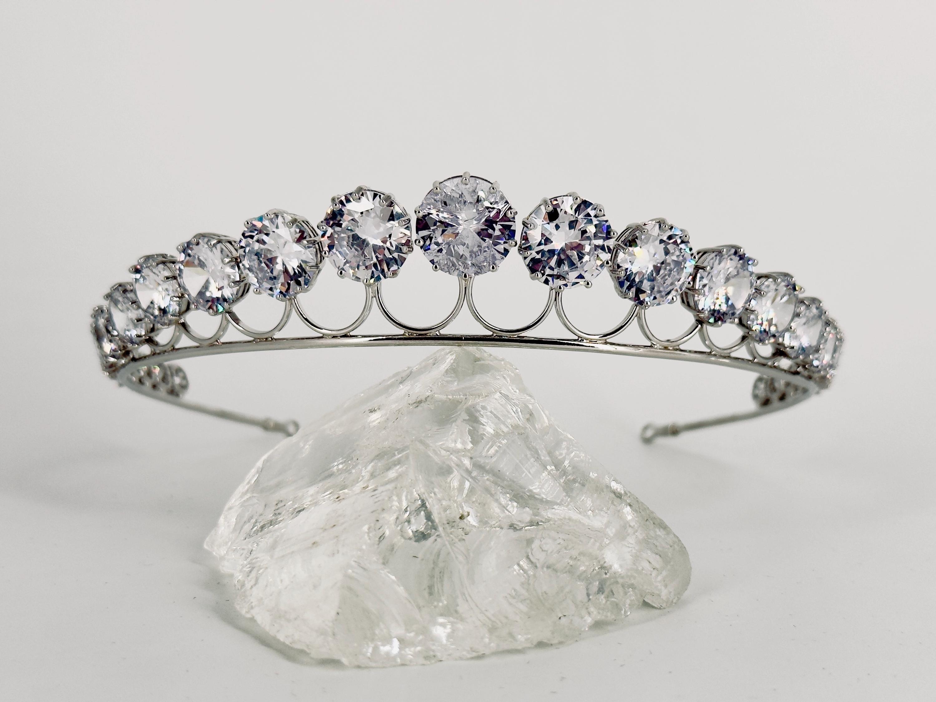 Sparkling Geometric Swag Crystal Bridal Tiara Crown Hair