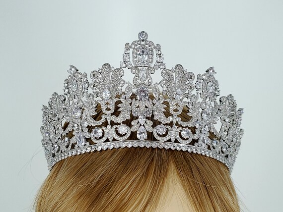 Luxembourg Empire Diamond Royal Diadem Replica, CZ Silver  display picture 2