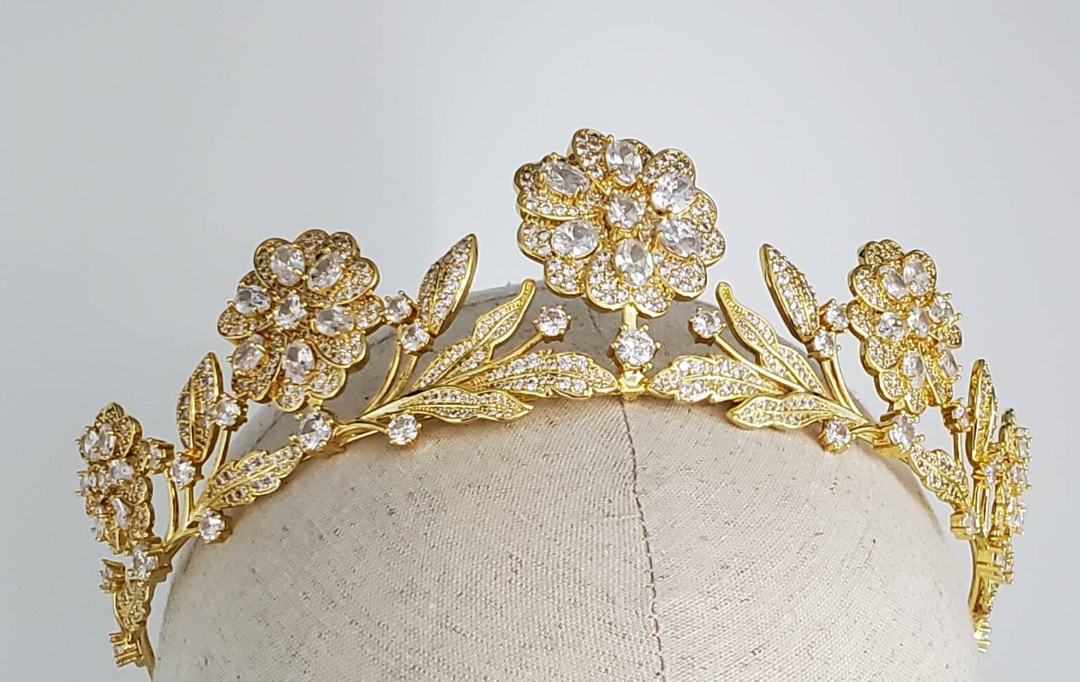 Gold Strathmore Rose Royal Tiara Gold Floral Crown / English Etsy