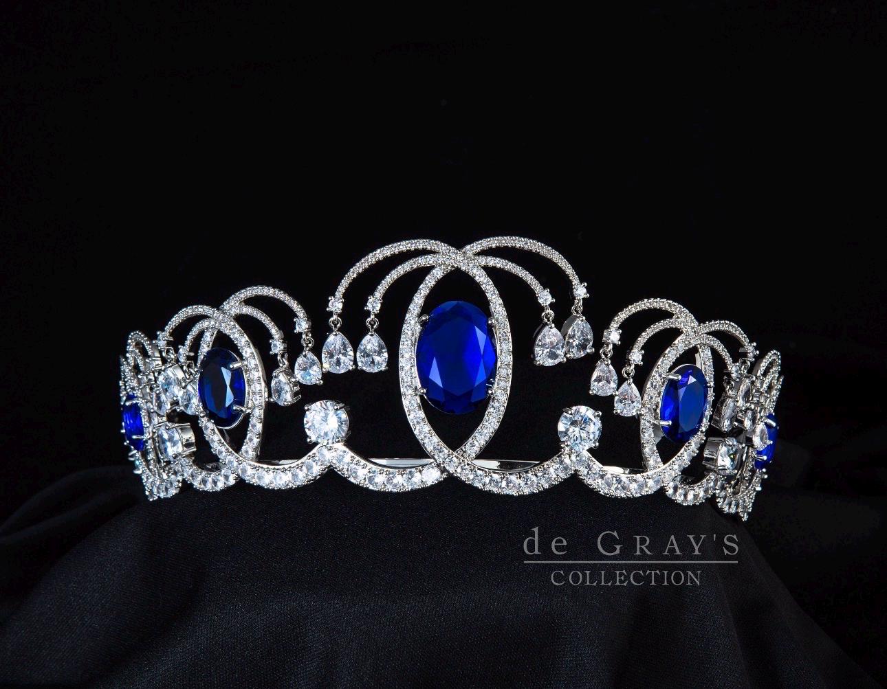 Romanov Sapphire Wave Tiara, Royal Blue Art Nouveau Kokoshnik