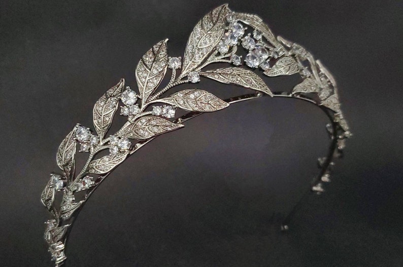 Brabant Laurel Wreath Bridal Tiara Royal Replica Wedding Crown Silver Wreath Tiara Leaves Bridal , Royal Leaves Headpiece image 1