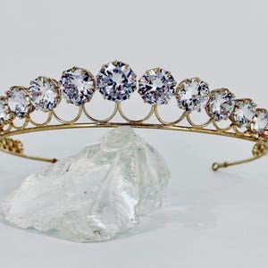 Queen Maxima Dutch Diamond Bandeaux Tiara & Earrings Replica - Royal Wedding Diadem, Gold/Silver Zircon Bandeaux Crown Set
