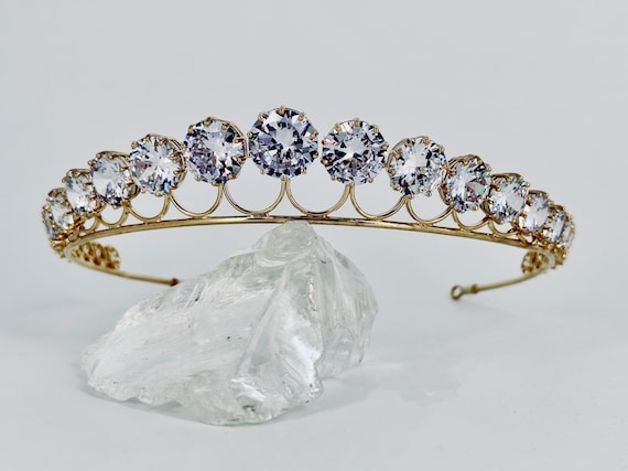 Set Di Tiara In Cristallo Verde Smeraldo, Set Di Collana E Orecchini In Foglia D'oro - Foto 3