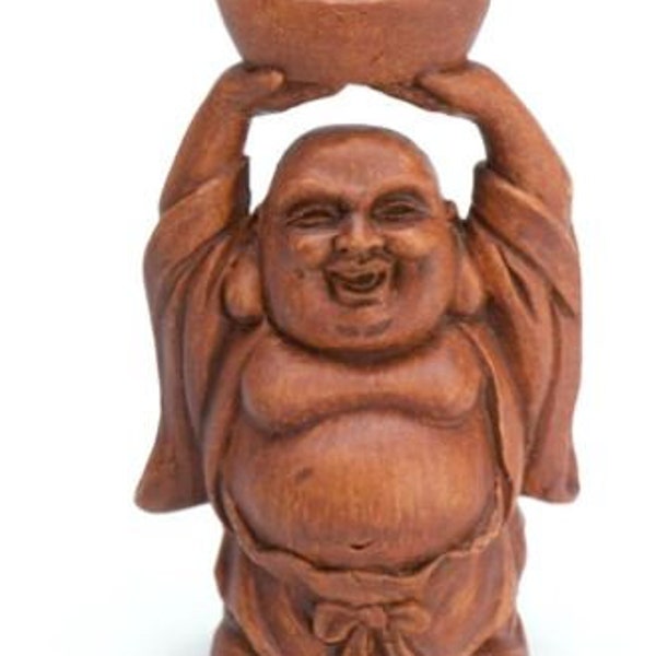 Chinese Prosperity Buddha Wood Finish - 3" High