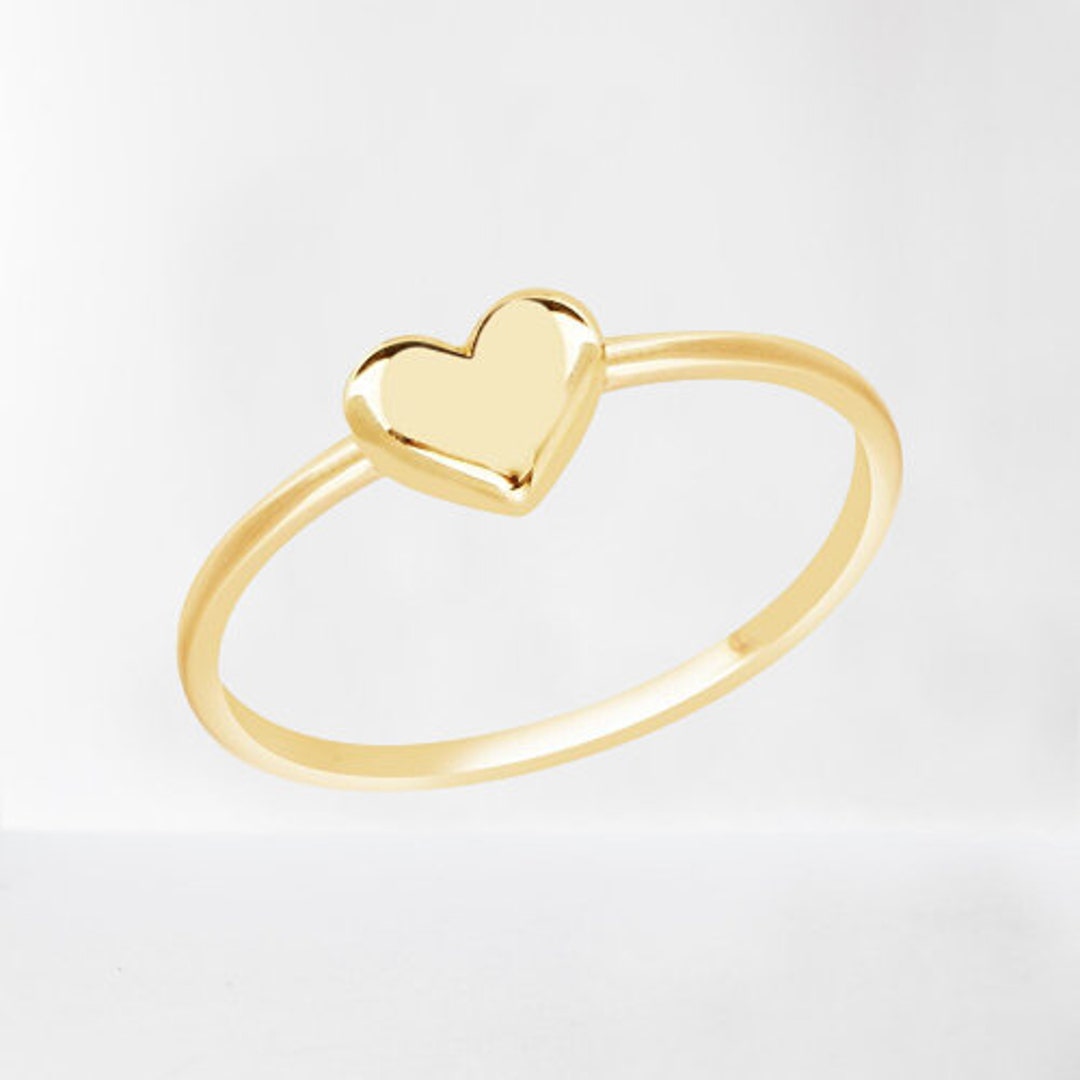 Solid Gold Thin Minimalist Ring Heart Shaped Gold Ring - Etsy