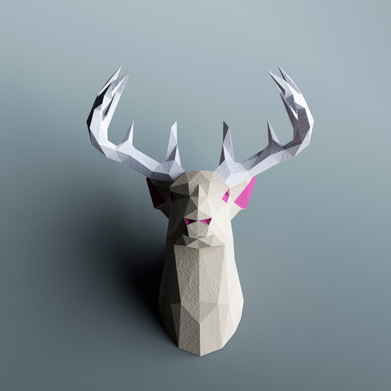 Low poly Deer head DIY big paper sculpture pdf download 3d Low poly Deer head DIY big paper sculpture pdf download 3d