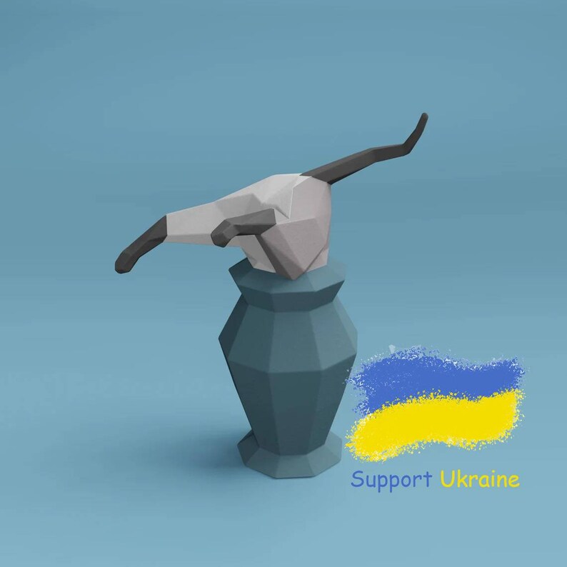 Low Poly Curious Cat Stuck in a Vase DIY Big Paper Sculpture Etsy