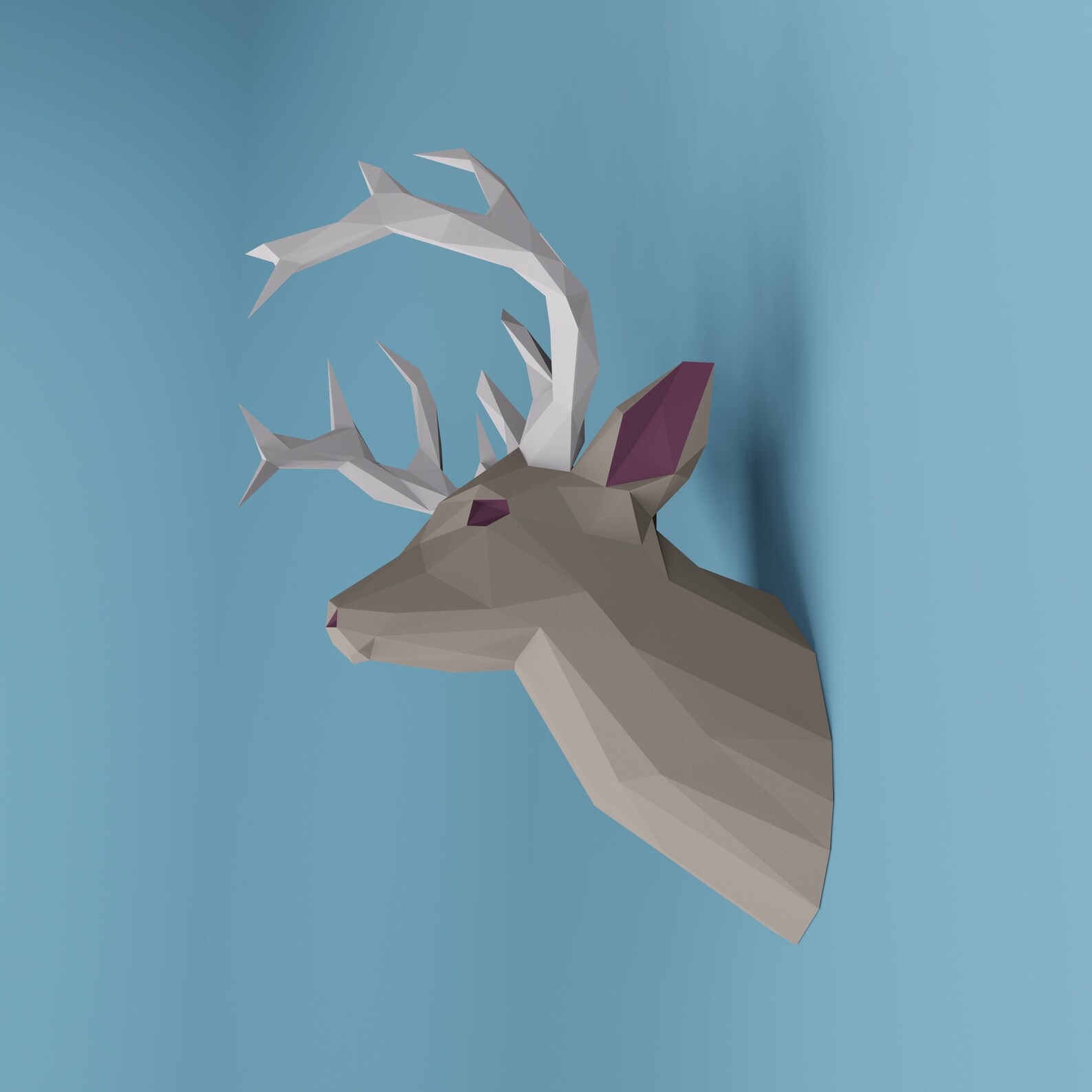 Low Poly Deer Head DIY Big Paper Sculpture Pdf Download 3d Etsy