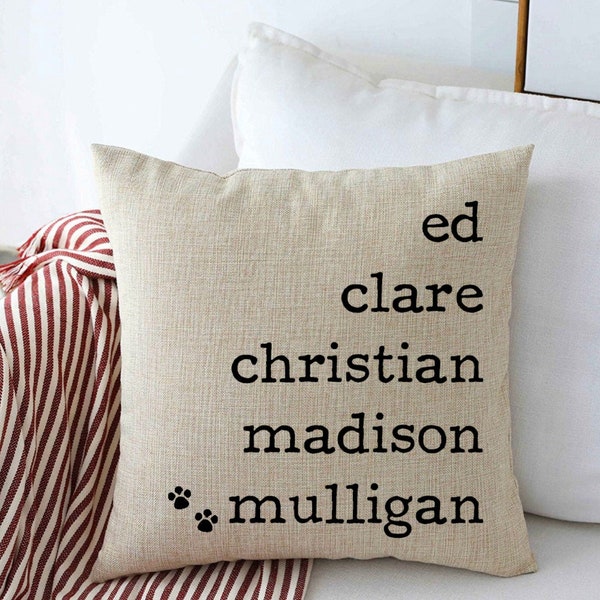 Family Names Throw Pillow ** Personalized Name Cushion Covers ** Family Pillow Covers ** Custom Family Pillow