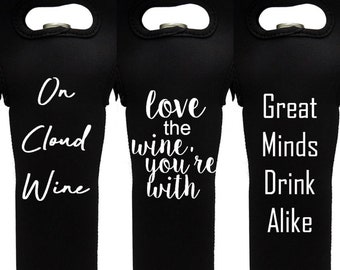 Custom Wine Tote ** Hostess Gift ** Personalized Wine Bag ** Wine Carrier ** Wine Sleeve ** Custom Wine Bag