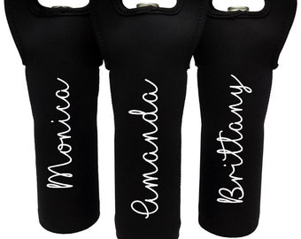 Custom Name Wine Tote ** Personalized Wine Tote ** Christmas Gift for the wine lover ** Bridesmaid Gift ** Bridal Party Gift