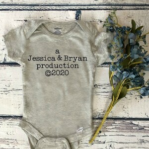 Custom Pregnancy Announcement Bodysuit Production bodysuit New Parents baby gift New Baby Bodysuit Gift image 1