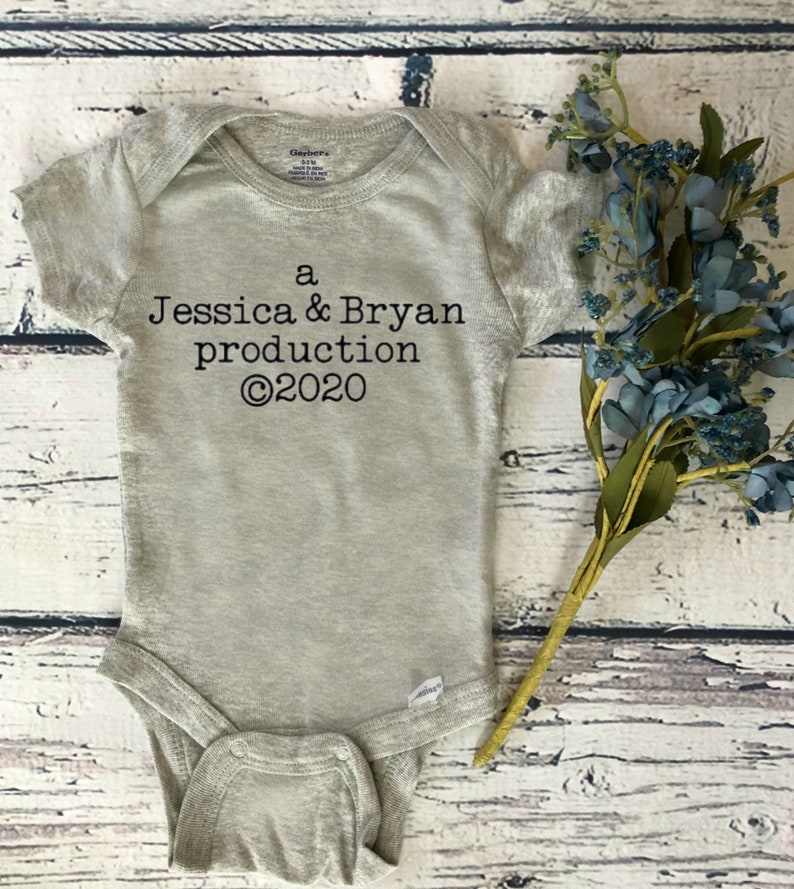 Custom Pregnancy Announcement Bodysuit Production bodysuit New Parents baby gift New Baby Bodysuit Gift image 1