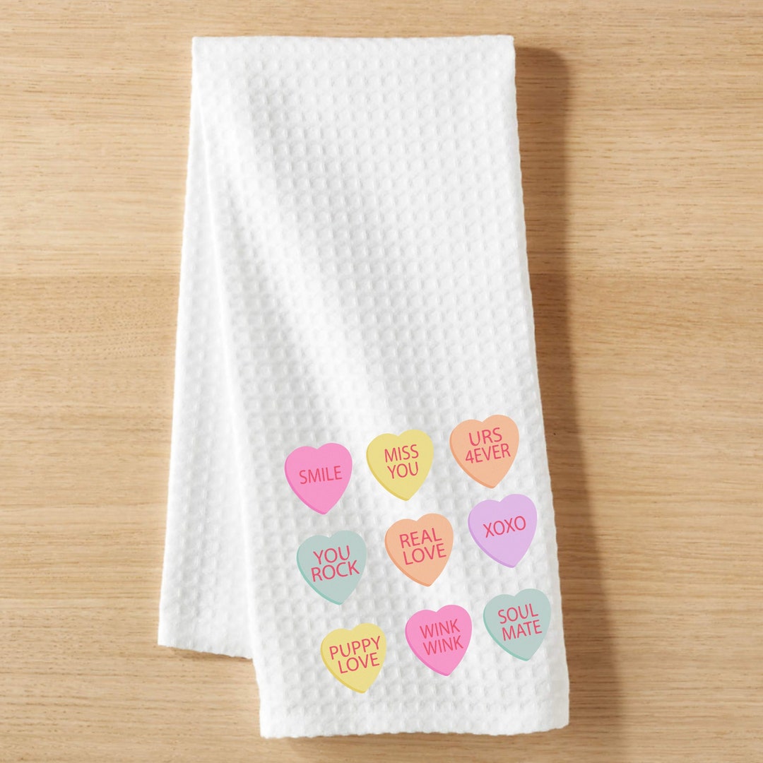 Valentine's Day Waffle Weave Hand Towels Valentine's Day Decor
