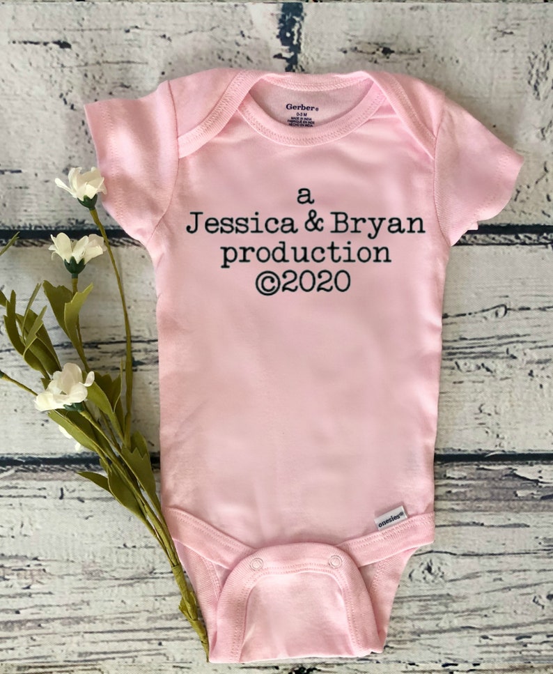 Custom Pregnancy Announcement Bodysuit Production bodysuit New Parents baby gift New Baby Bodysuit Gift image 2