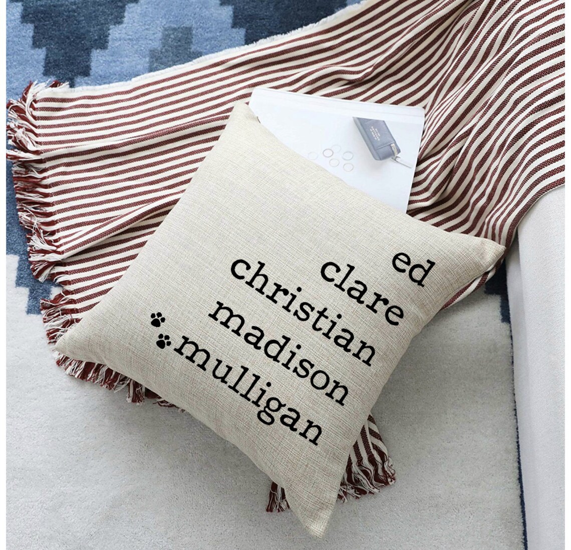 Family Names Throw Pillow Personalized Name Cushion Covers Etsy