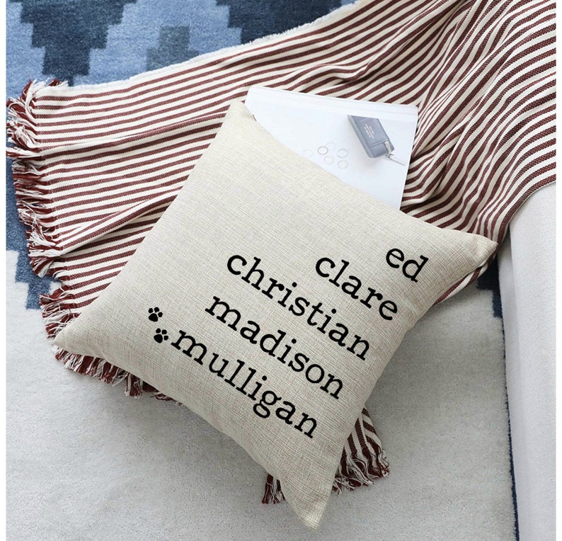 Family Names Throw Pillow Personalized Name Cushion Covers Etsy