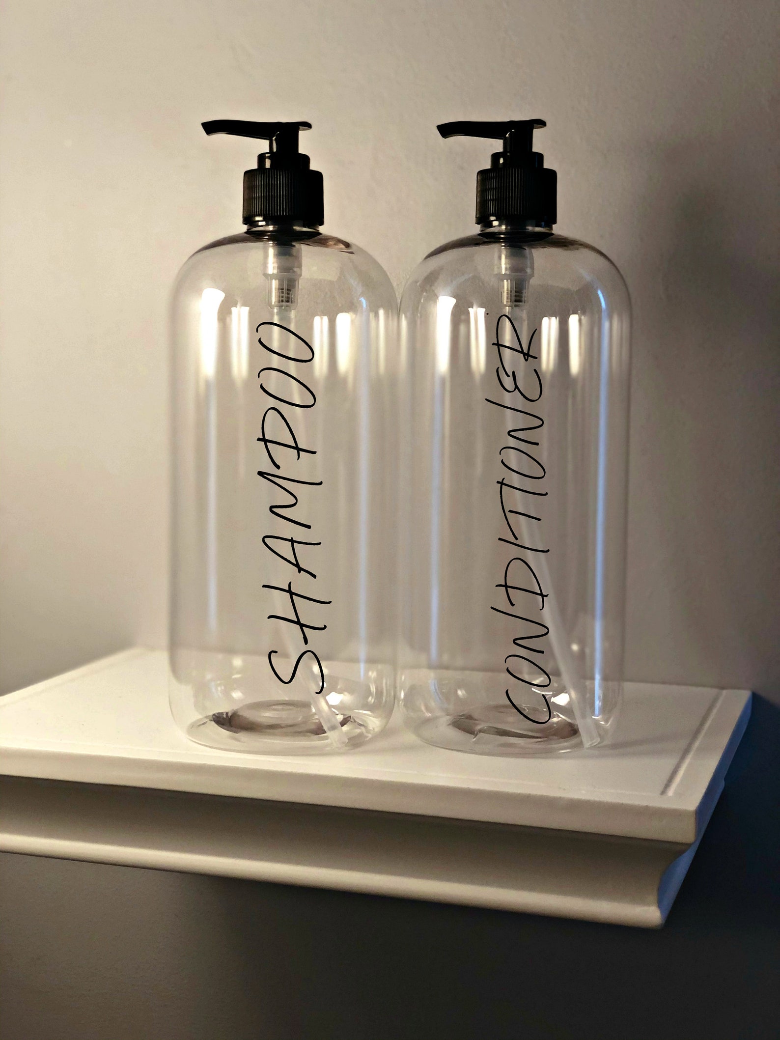 SHAMPOO CONDITIONER plastic dispenser set white soap Etsy