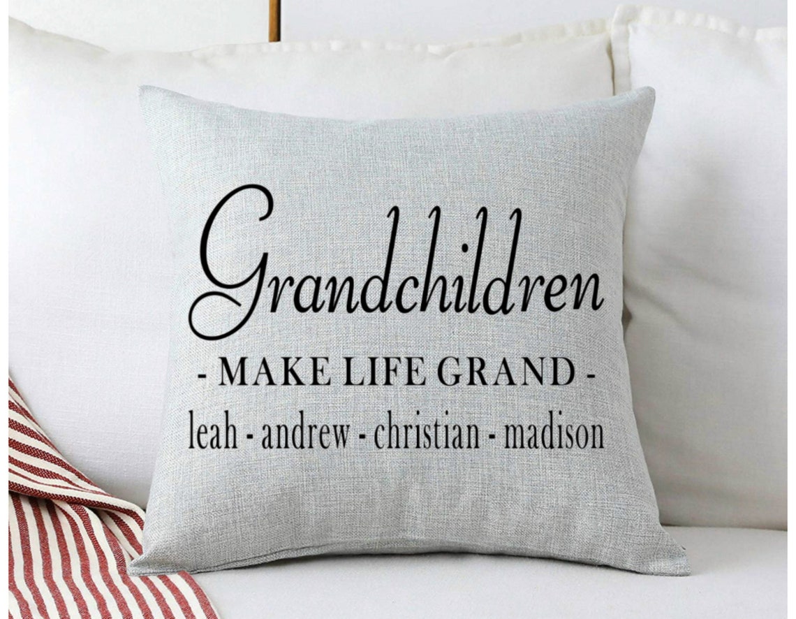 Grandchildren Throw Pillow Personalized Grandchildren Name Etsy